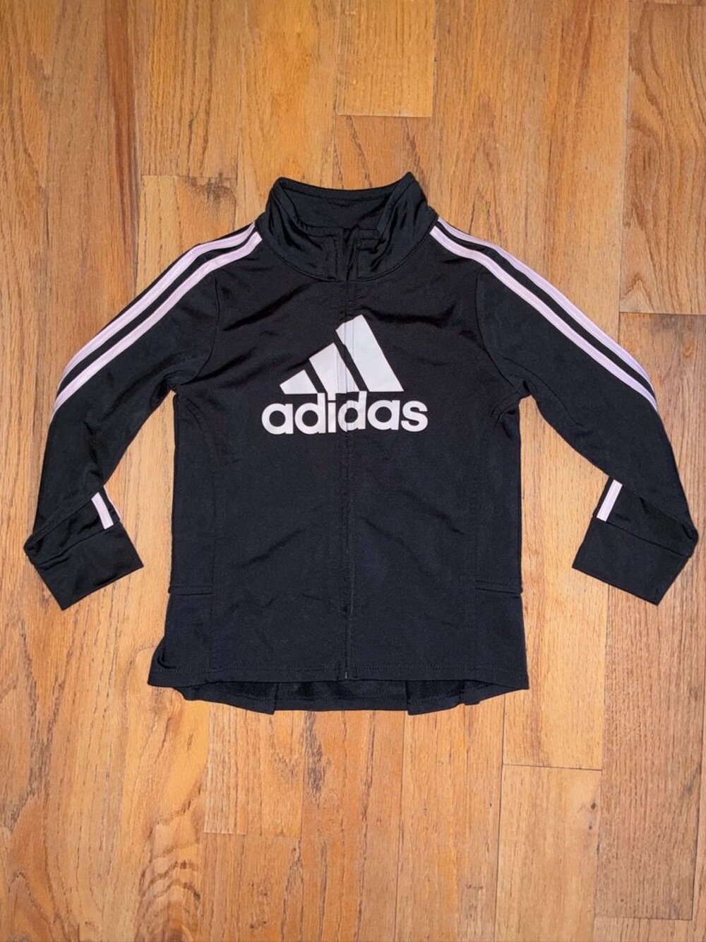 Adidas Girls 24M Black Pink 3-Stripes Peplum Track Jacket